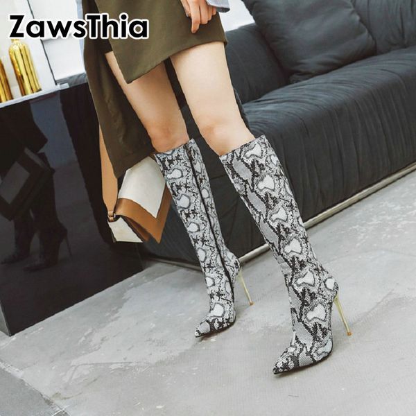 zawsthia 2019 snake leopard print woman boots 10cm super thin high heels stilettos boots women knee high size 34-48, Black
zawsthia 2019 snake leopard print woman boots 10cm super thin high heels stilettos boots women knee high size 34-48, Black
