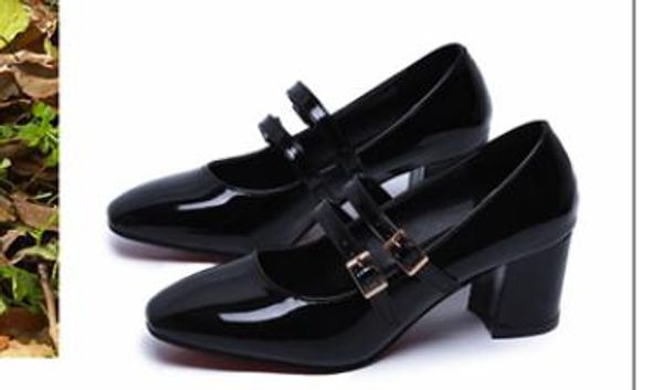 women's shoes in spring and autumn high coarse heel square head@8108, Black 
women's shoes in spring and autumn high coarse heel square head@8108, Black