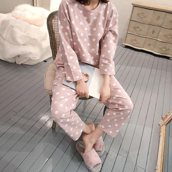 women crew neck cute pullover long sleeve pajamas loose polka dot sleepwear casual pants home 2pcs, Black;red
women crew neck cute pullover long sleeve pajamas loose polka dot sleepwear casual pants home 2pcs, Black;red