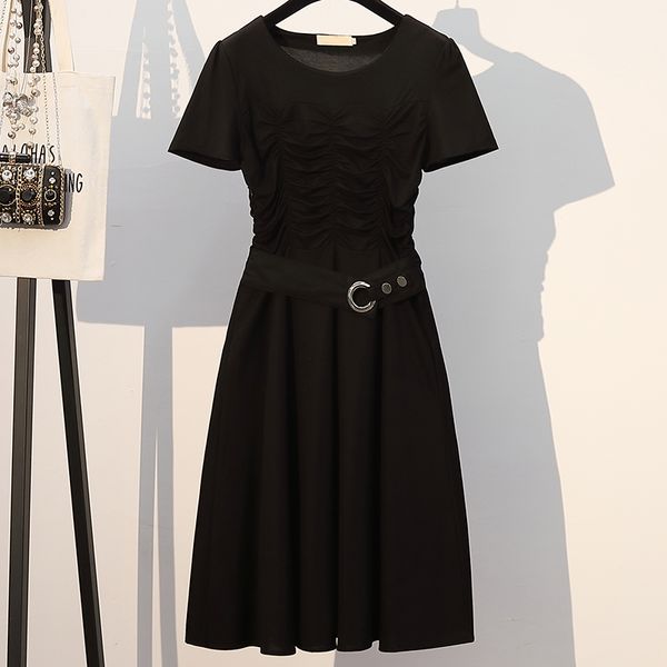 l-5xl plus size women black elegant a-line dress summer 2020 korean fashion short sleeve folds tunic dresses, Black;gray
l-5xl plus size women black elegant a-line dress summer 2020 korean fashion short sleeve folds tunic dresses, Black;gray