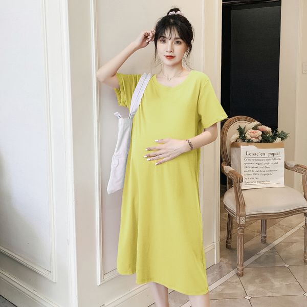 maternity cotton dress summer solid color short sleeve o-neck pregnant women knee-length dress plus size casual stretched, White
maternity cotton dress summer solid color short sleeve o-neck pregnant women knee-length dress plus size casual stretched, White