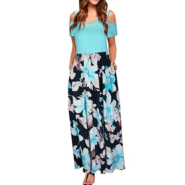female summer dress women' long dress cold shoulder pocket floral print elegant maxi short sleeve casual vestidos, Black;gray
female summer dress women' long dress cold shoulder pocket floral print elegant maxi short sleeve casual vestidos, Black;gray