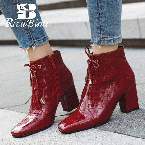 rizabina 2020 size 32-48 pu leather ankle boots office ladies bowtie zipper square heels shoes women high heel winter boots, Black
rizabina 2020 size 32-48 pu leather ankle boots office ladies bowtie zipper square heels shoes women high heel winter boots, Black