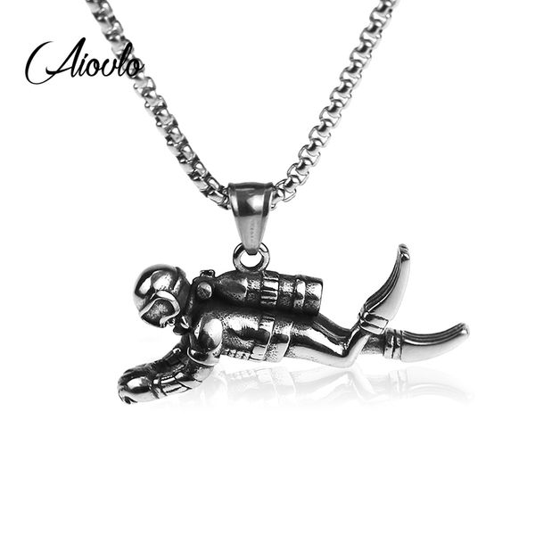 aiovlo 3d motion diver pendant necklace trinket retro 316l stainless steel chain men punk hip hop never fade jewelry gift, Silver
aiovlo 3d motion diver pendant necklace trinket retro 316l stainless steel chain men punk hip hop never fade jewelry gift, Silver
