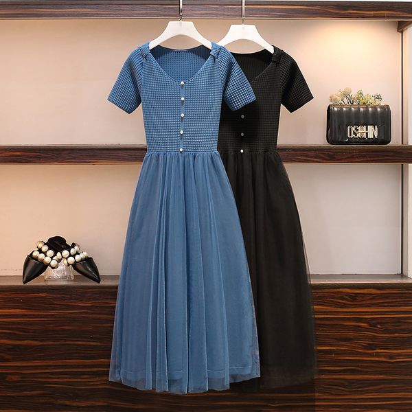 gigogou mesh stiching summer long knit women dress v neck beading midi dress elegants a line maxi dresses, Black;gray
gigogou mesh stiching summer long knit women dress v neck beading midi dress elegants a line maxi dresses, Black;gray