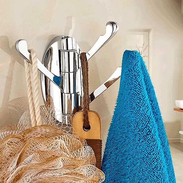 bathroom 3 robe hook coat towel rack rotatable zinc alloy towel hooks hangers kitchen bathroom organizer rack