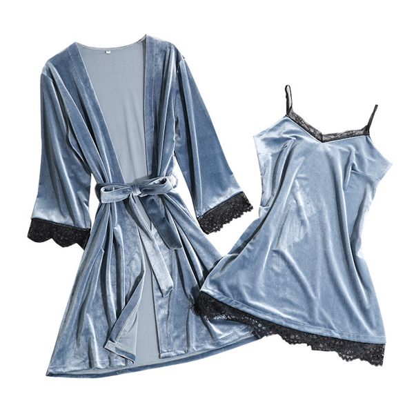 women velour robe gown set spring autumn bathrobe set 2 pieces solid kimono nightdress lace sleepwear nightwear, Black;red
women velour robe gown set spring autumn bathrobe set 2 pieces solid kimono nightdress lace sleepwear nightwear, Black;red