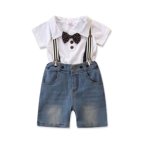 boys gentleman suits summer boy set children kids shorts set white shirt + denim suspander shorts
boys gentleman suits summer boy set children kids shorts set white shirt + denim suspander shorts