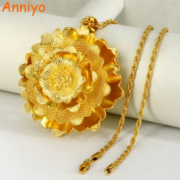 anniyo big flower pendant and necklaces for women gold color & copper africa / arabian jewelry nice gifts #005007, Silver 
anniyo big flower pendant and necklaces for women gold color & copper africa / arabian jewelry nice gifts #005007, Silver
