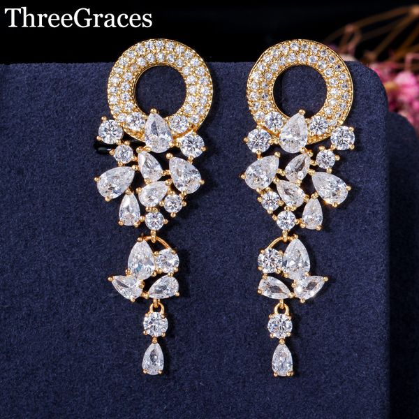threegraces luxury gold color jewelry round and marquise shape cubic zirconia women long drop wedding bridal earrings er141, Silver
threegraces luxury gold color jewelry round and marquise shape cubic zirconia women long drop wedding bridal earrings er141, Silver