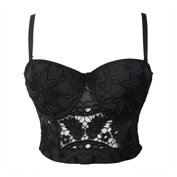women black hollow out embroidery floral lace bralette bras push up bra bustier crop soutien gorge underwear, Black;white
women black hollow out embroidery floral lace bralette bras push up bra bustier crop soutien gorge underwear, Black;white