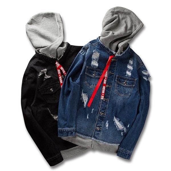 new spring autumn jacket kanye hole hoodie denim jacket hi-street loose lace up vintage jeans jackets match color coats, Black;brown
new spring autumn jacket kanye hole hoodie denim jacket hi-street loose lace up vintage jeans jackets match color coats, Black;brown