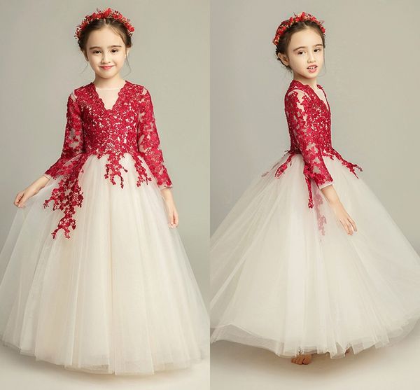 red lace princess girls pageant dresses 2019 illusion long sleeve champagne tulle ruched flower girl dress for wedding party dress toddler, White;red
red lace princess girls pageant dresses 2019 illusion long sleeve champagne tulle ruched flower girl dress for wedding party dress toddler, White;red