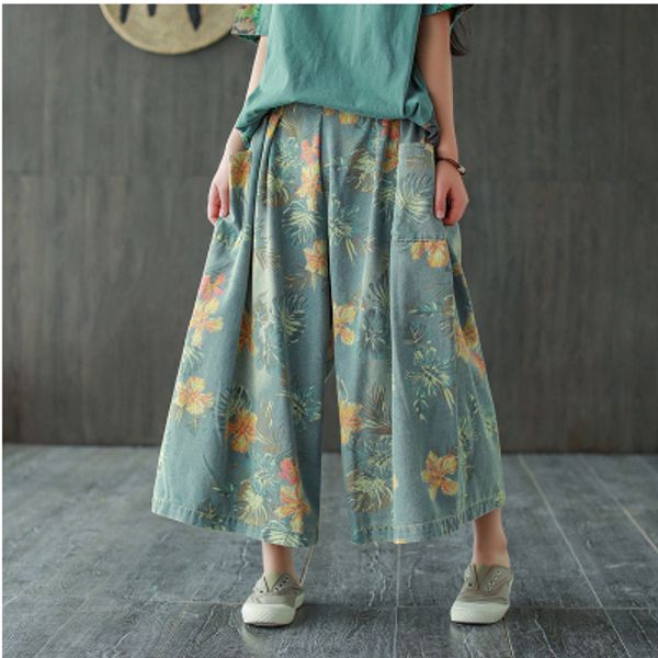 new spring summer floral jeans women big size elastic waist loose denim pants casual ladies print pocket retro wide leg trousers, Blue
new spring summer floral jeans women big size elastic waist loose denim pants casual ladies print pocket retro wide leg trousers, Blue