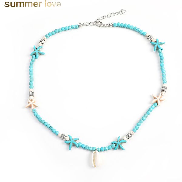 trendy starfish shell pendant choker necklace vintage punk bohemia nature stone beaded chain conch choker collar simple design jewelry, Silver
trendy starfish shell pendant choker necklace vintage punk bohemia nature stone beaded chain conch choker collar simple design jewelry, Silver