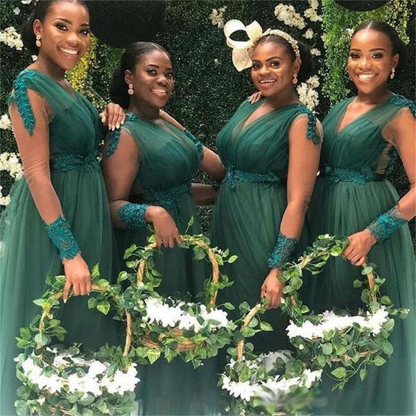 2019 plus size bridesmaid dresses for weddings african v neck tulle long sleeve evening gowns lace appliques beaded maid of honor dress, White;pink
2019 plus size bridesmaid dresses for weddings african v neck tulle long sleeve evening gowns lace appliques beaded maid of honor dress, White;pink