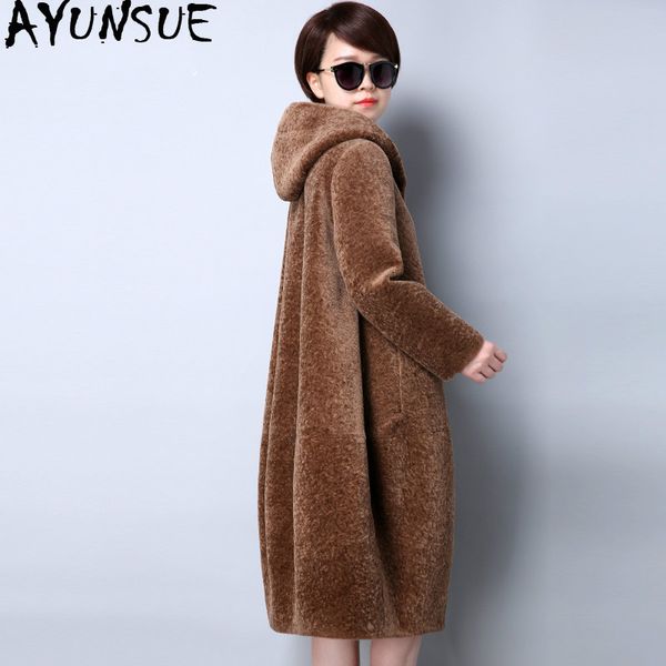 ayunsue real fur coat sheep shearing 100% wool coat women plus size 2019 winter cloak female jacket hooded abrigos mujer kj545, Black
ayunsue real fur coat sheep shearing 100% wool coat women plus size 2019 winter cloak female jacket hooded abrigos mujer kj545, Black