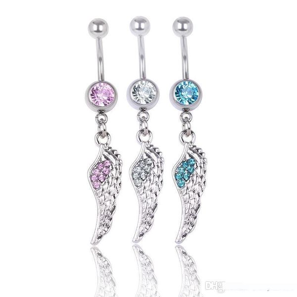 feather wing navel button ring clear aqua pink colors rhinestone piercing body jewlery 1.6*10*8 5 belly ring 3 colors accessories, Silver
feather wing navel button ring clear aqua pink colors rhinestone piercing body jewlery 1.6*10*8 5 belly ring 3 colors accessories, Silver