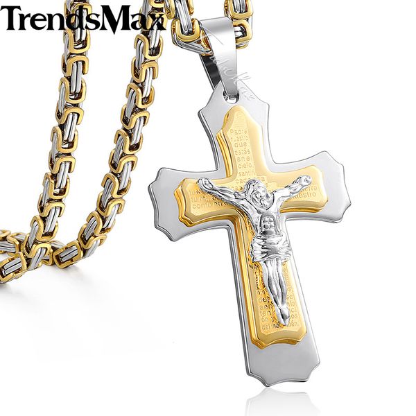 trendsmax jesus cross pendant necklace for men gold silver stainless steel byzantine box chain necklace men jewelry gift kpm141
trendsmax jesus cross pendant necklace for men gold silver stainless steel byzantine box chain necklace men jewelry gift kpm141
