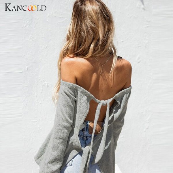 kancoold backless shoulder women's fall/winter long sleeve lace solid color sweater loose knit sweater, White;black
kancoold backless shoulder women's fall/winter long sleeve lace solid color sweater loose knit sweater, White;black