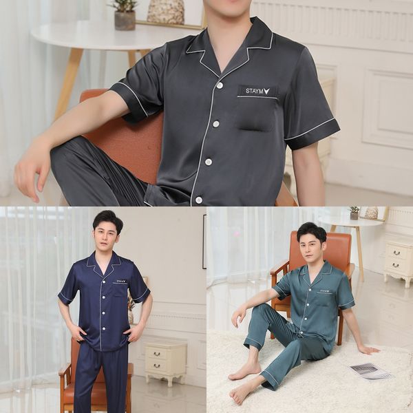 2020 large size clothes home furnishing clothing pajamas men's ice silk short sleeve simple thin men's home clothes, Blue;red
2020 large size clothes home furnishing clothing pajamas men's ice silk short sleeve simple thin men's home clothes, Blue;red