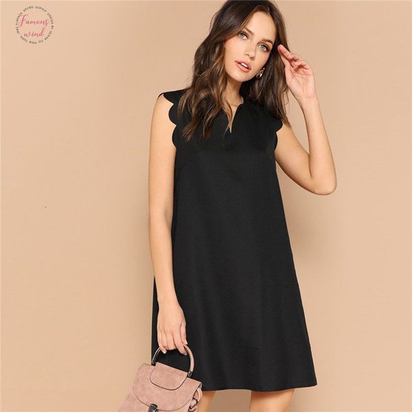 lady solid v neck cap sleeve scallop trim trapeze mini dress women clothes 2019 casual sleeveless loose tank summer dress, Black;gray
lady solid v neck cap sleeve scallop trim trapeze mini dress women clothes 2019 casual sleeveless loose tank summer dress, Black;gray