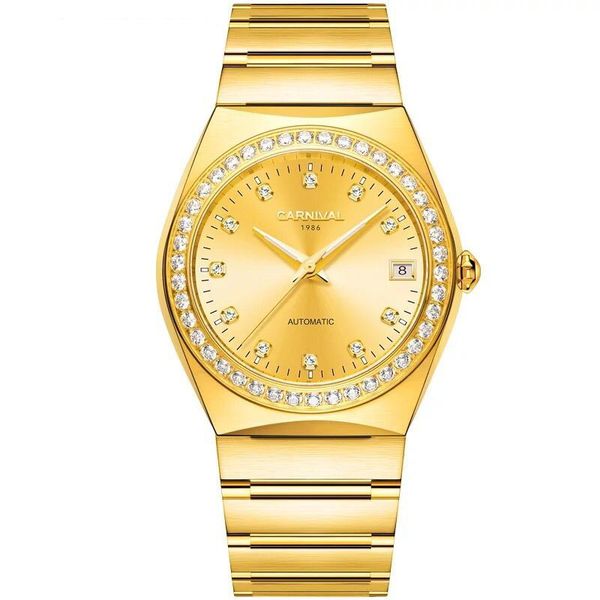 carnival diamond mens watches fashion black dial calendar gold bracelet folding clasp master male 2020 gifts couples, Slivery;brown
carnival diamond mens watches fashion black dial calendar gold bracelet folding clasp master male 2020 gifts couples, Slivery;brown