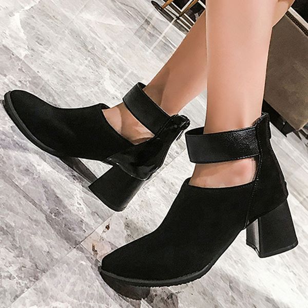 2019 autumn fashion women boots pointed toe hollow out elastic ankle boots thick heels shoes autumn winter female socks, Black
2019 autumn fashion women boots pointed toe hollow out elastic ankle boots thick heels shoes autumn winter female socks, Black
