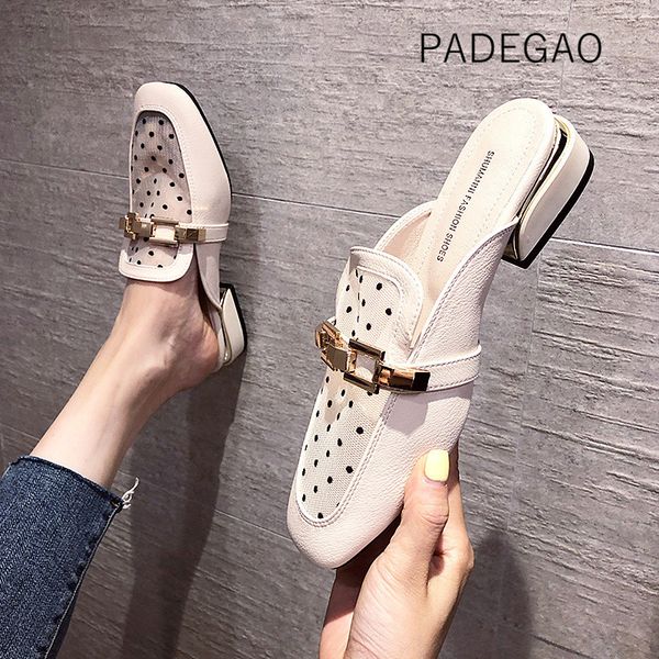korean style 2020 fashion women slippers polka dot metal buckle shoes hollow out slippers, Black
korean style 2020 fashion women slippers polka dot metal buckle shoes hollow out slippers, Black