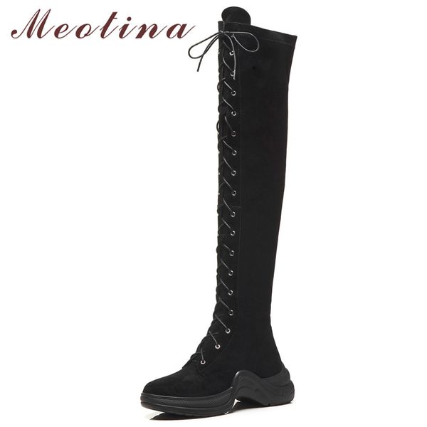 meotina winter over the knee boots women genuine leather flat platform thigh high boots kid suede zipper shoes ladies fall 34-39, Black
meotina winter over the knee boots women genuine leather flat platform thigh high boots kid suede zipper shoes ladies fall 34-39, Black
