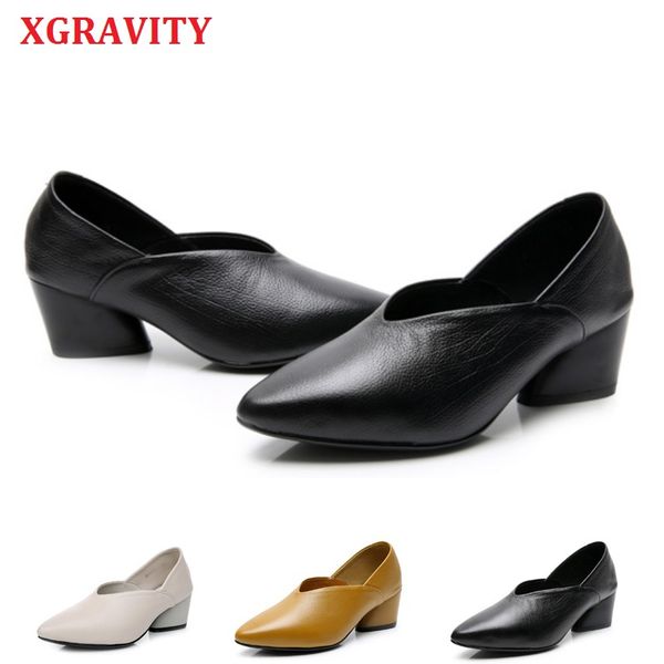 xgravity plus size 35-43 heart heel style genuine cow leather fashion chunky high heel pointed toe women shoes ladies shoes, Black
xgravity plus size 35-43 heart heel style genuine cow leather fashion chunky high heel pointed toe women shoes ladies shoes, Black