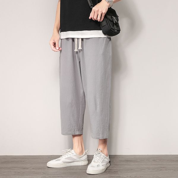 men's pants men oversize wide leg mens straight casual ankle-length chinese style summer male harem, Black
men's pants men oversize wide leg mens straight casual ankle-length chinese style summer male harem, Black