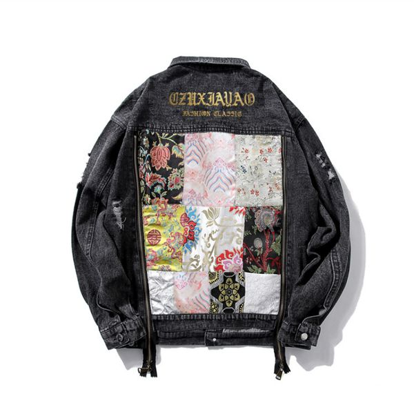 miyu japanese style embroidery double zip stitching coat damage denim clothing men women frayed jacket fashion couple outwear, Black;brown
miyu japanese style embroidery double zip stitching coat damage denim clothing men women frayed jacket fashion couple outwear, Black;brown
