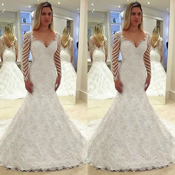 vintage 2019 mermaid wedding dresses long sleeve lace appliques beads garden country beach wedding dress bridal gowns vestido de novia, White
vintage 2019 mermaid wedding dresses long sleeve lace appliques beads garden country beach wedding dress bridal gowns vestido de novia, White
