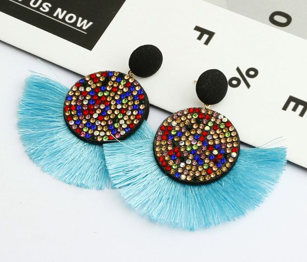 seven colors europe and the united states cross-border explosion models exaggerated long diamond tassel earrings female personality earrings, Silver 
seven colors europe and the united states cross-border explosion models exaggerated long diamond tassel earrings female personality earrings, Silver