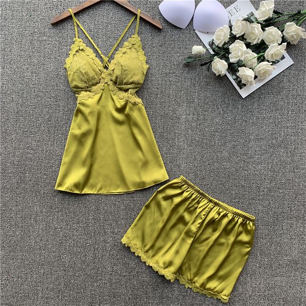 2020 spring camisole shorts pajamas twinset princess wind lace reveal back silk pijama, Black;red
2020 spring camisole shorts pajamas twinset princess wind lace reveal back silk pijama, Black;red