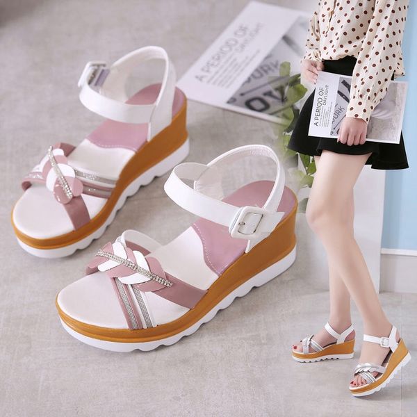 slope and sandal girl summer 2019 new cake thick bottom high heels shoes student korean version of a hundred buckles female sandals, Black
slope and sandal girl summer 2019 new cake thick bottom high heels shoes student korean version of a hundred buckles female sandals, Black