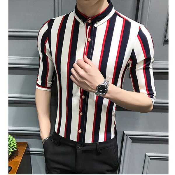 men's casual shirts 2021 style summer striped short sleeve shirts/male slim fit lapel business shirt plus size s-5xl, White;black
men's casual shirts 2021 style summer striped short sleeve shirts/male slim fit lapel business shirt plus size s-5xl, White;black
