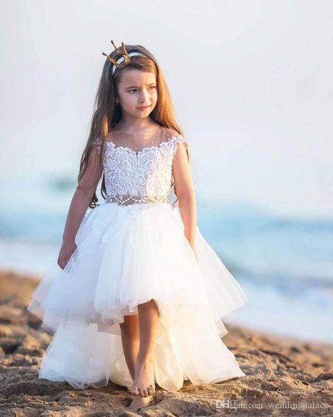 flower girls dresses for weddings sheer scoop neck first communion dress with appliques lace girl party gowns, White;blue
flower girls dresses for weddings sheer scoop neck first communion dress with appliques lace girl party gowns, White;blue