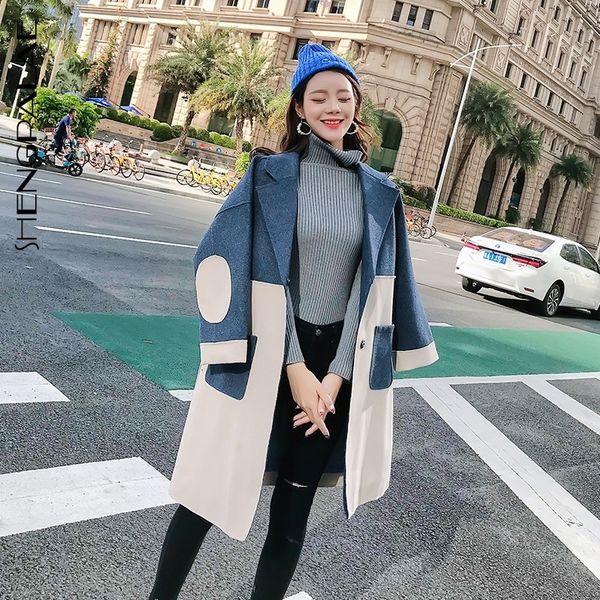 shengpalae autumn 2019 new fashion long fund pockets constrast color lapel overcoat women loose casual wool & blends coat fv051, Black
shengpalae autumn 2019 new fashion long fund pockets constrast color lapel overcoat women loose casual wool & blends coat fv051, Black