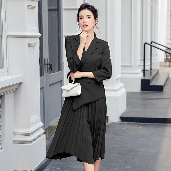 work dresses women long skirt suits autumn european women's 2021 fashion temperament sleeve waist belt slim, White;black
work dresses women long skirt suits autumn european women's 2021 fashion temperament sleeve waist belt slim, White;black