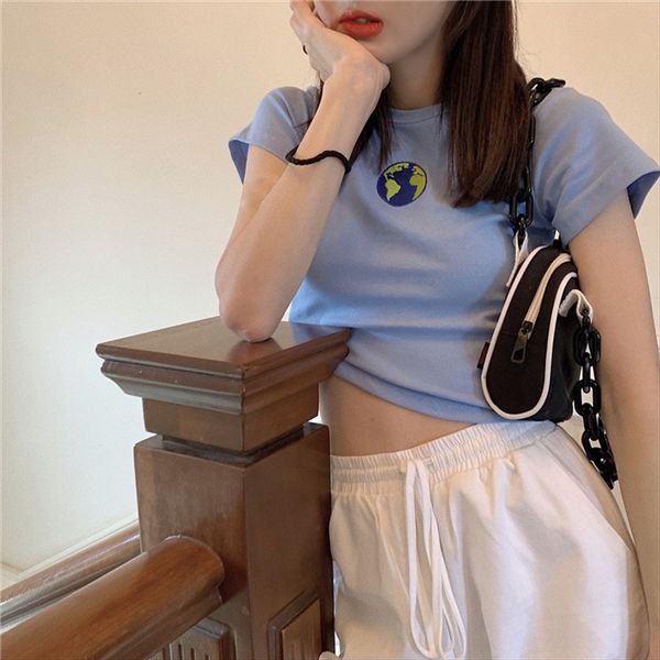 2020 summer clothes french niche embroidery slim short jacket western short-sleeved t-shirt female ins t-shirt clothing embroidery clothing, White 
2020 summer clothes french niche embroidery slim short jacket western short-sleeved t-shirt female ins t-shirt clothing embroidery clothing, White