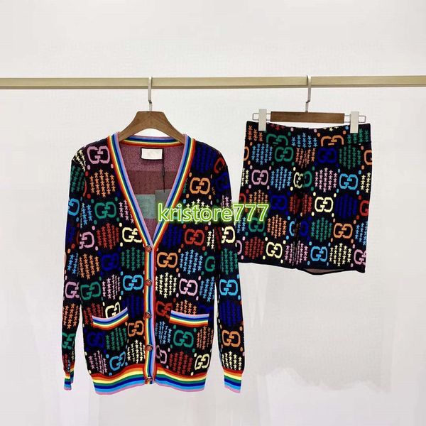 high end women girl knit sweater jacket rainbow interlocking letter single breasted long sleeve cardigan shorts pant fashion design knitwear, White;black
high end women girl knit sweater jacket rainbow interlocking letter single breasted long sleeve cardigan shorts pant fashion design knitwear, White;black