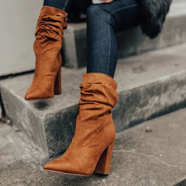 monerffi mid-calf boots ladies short boots women zippers leather pleated high heels solid color winter bota feminina, Black
monerffi mid-calf boots ladies short boots women zippers leather pleated high heels solid color winter bota feminina, Black