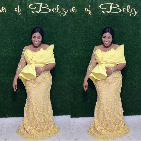 african plus size yellow mermaid prom dresses lace beaded long sleeves vintage formal party evening pageant gowns, Black
african plus size yellow mermaid prom dresses lace beaded long sleeves vintage formal party evening pageant gowns, Black
