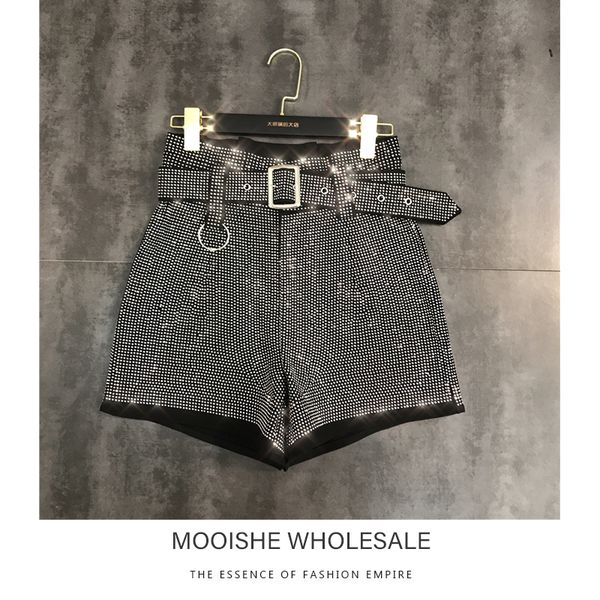 diamond women shorts with belt high waist ants bottom for summer spring, White;black
diamond women shorts with belt high waist ants bottom for summer spring, White;black