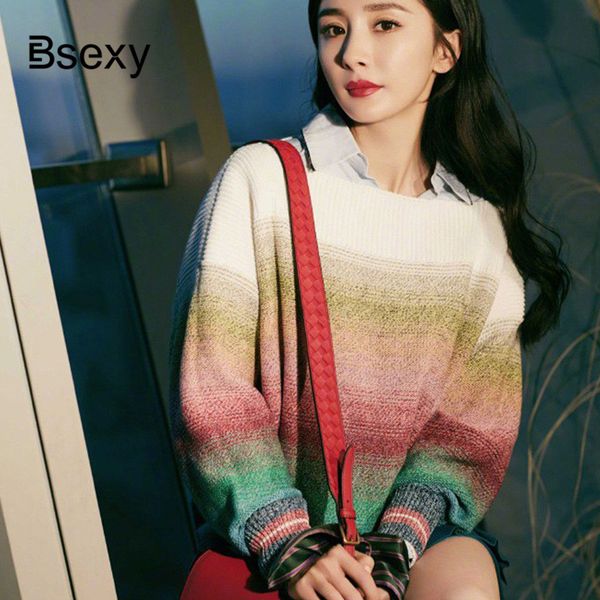 casual slash neck sweater women 2019 autumn winter gradient multicolor sweater loose jumpers ladies fashion pullover big size, White;black
casual slash neck sweater women 2019 autumn winter gradient multicolor sweater loose jumpers ladies fashion pullover big size, White;black