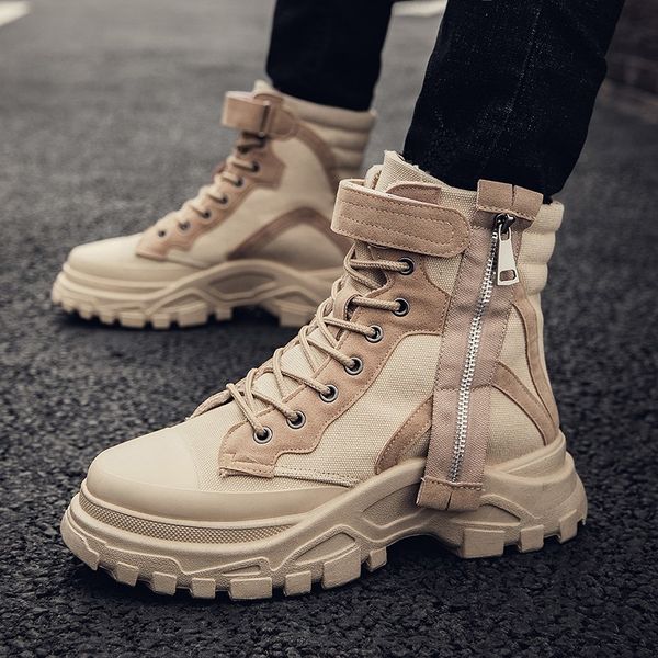 style boots autumn and winter 2019 new men's british thick bottom side zipper boots and desert, Black
style boots autumn and winter 2019 new men's british thick bottom side zipper boots and desert, Black