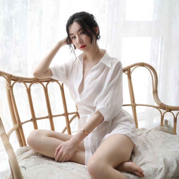 women's bathrobe pajamas pajamas long chiffon shirt shirt perspective suit bathrobe nightdress suit, Blue;red
women's bathrobe pajamas pajamas long chiffon shirt shirt perspective suit bathrobe nightdress suit, Blue;red