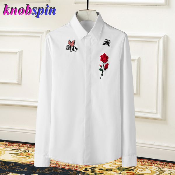 elegant embroidery shirt men 2019 long sleeve slim chemise homme brand business male dress shirts streetwear camisas masculina, White;black
elegant embroidery shirt men 2019 long sleeve slim chemise homme brand business male dress shirts streetwear camisas masculina, White;black